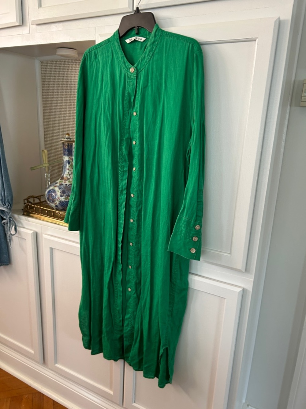 Zara Emerald Green Long Button-Front Dress